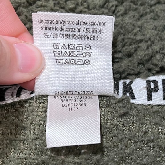 Victorias Secret PINK Olive Green Sherpa 1/4 Zip Pullover Jacket Sz Large - Picture 10 of 10